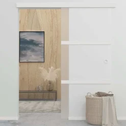 Schuifdeur 90x212 cm ESG-glas en aluminium zilverkleurig><noscript><img width=