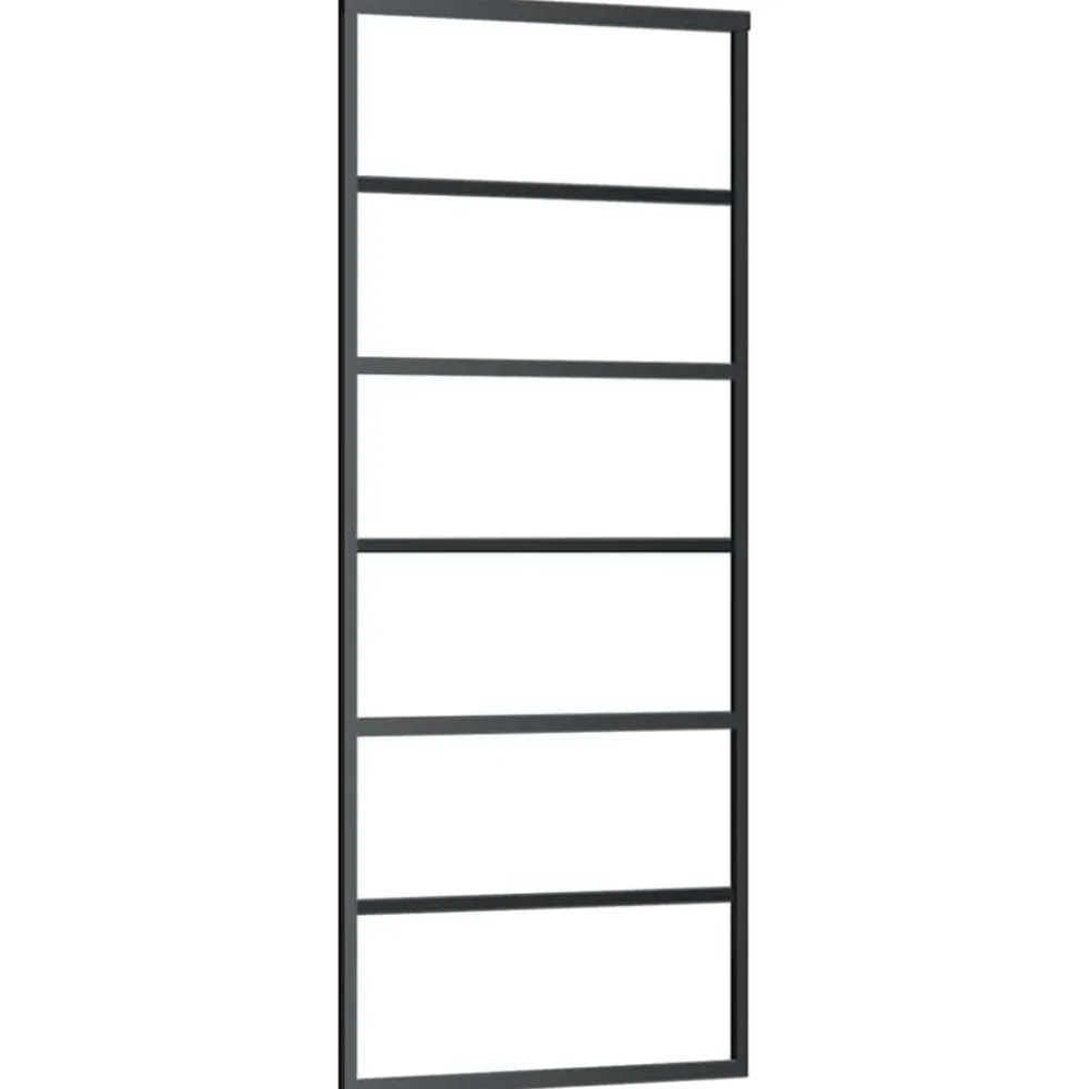 Schuifdeur 76x205 cm ESG-glas en aluminium zwart>vidaXL Outlet