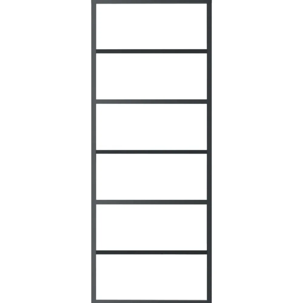 Schuifdeur 76x205 cm ESG-glas en aluminium zwart>vidaXL Outlet