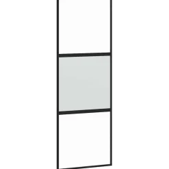 Bouwmaterialen*vidaXL Schuifdeur 76x205 cm gehard glas en aluminium zwart Zwart en transparant en mat