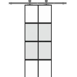 Bouwmaterialen*vidaXL Schuifdeur 76x205 cm gehard glas en aluminium Zwart