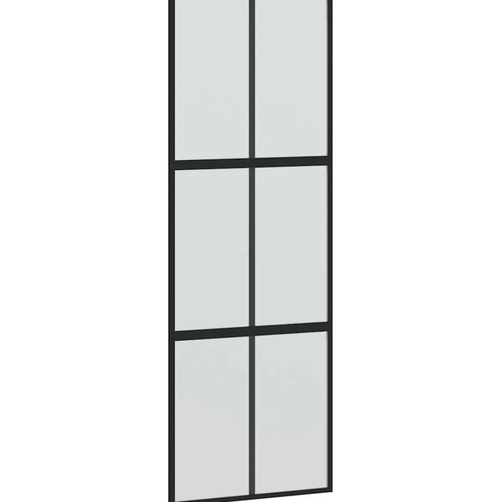 Schuifdeur 76x205 cm gehard glas en aluminium zwart>vidaXL Online