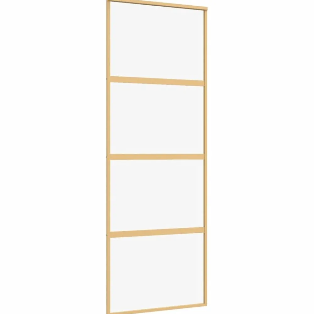 Schuifdeur 76x205 cm helder ESG-glas en aluminium kleurig>vidaXL