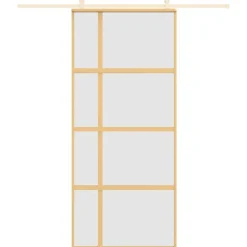 Bouwmaterialen*vidaXL Schuifdeur 90x205 cm mat ESG-glas en aluminium kleurig Goud