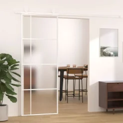 Schuifdeur 76x205 cm mat ESG-glas en aluminium>vidaXL
