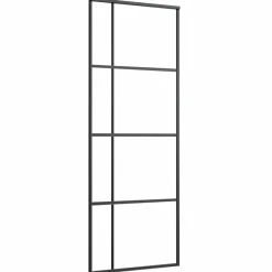 Bouwmaterialen*vidaXL Schuifdeur 76x205 cm mat ESG-glas en aluminium Zwart