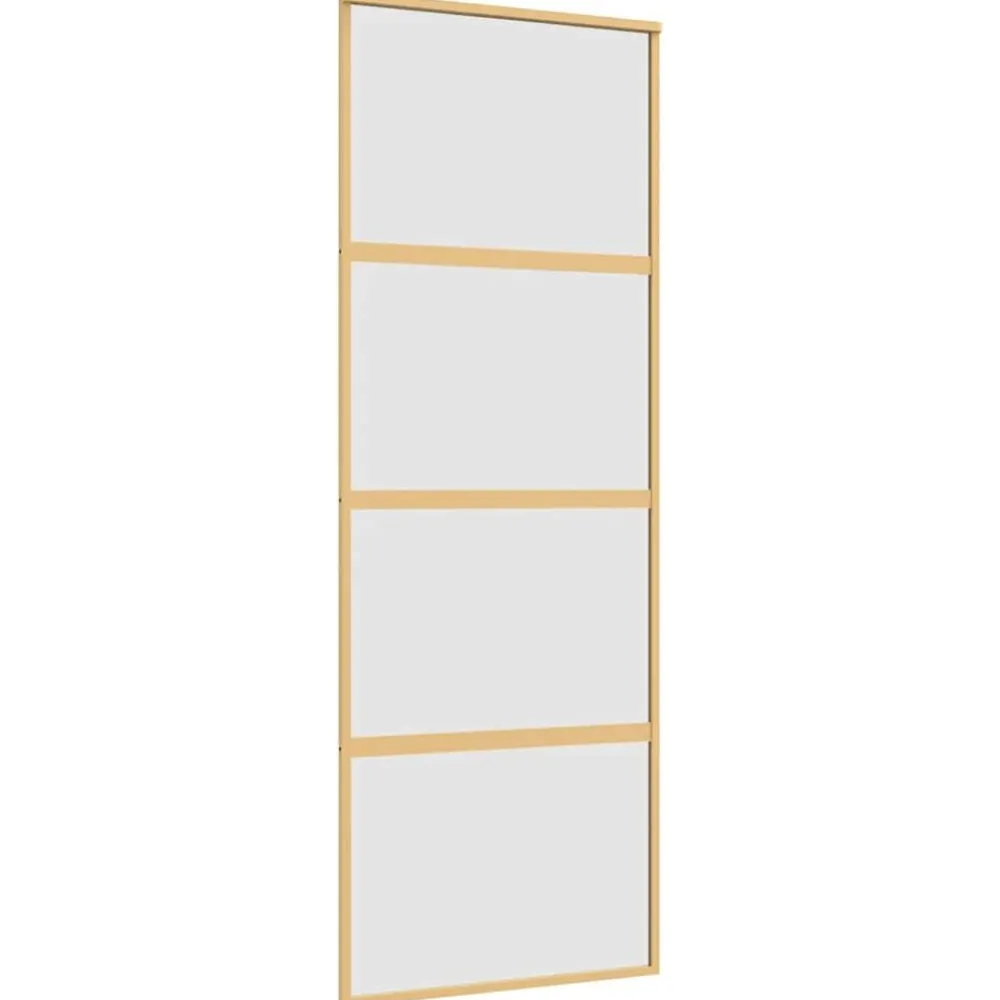 Bouwmaterialen*vidaXL Schuifdeur 76x205 cm mat ESG-glas en aluminium kleurig Goud