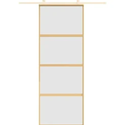 Bouwmaterialen*vidaXL Schuifdeur 76x205 cm mat ESG-glas en aluminium kleurig Goud