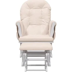 Stoelen*vidaXL Schuifstoel met voetenbank stof licht Roze