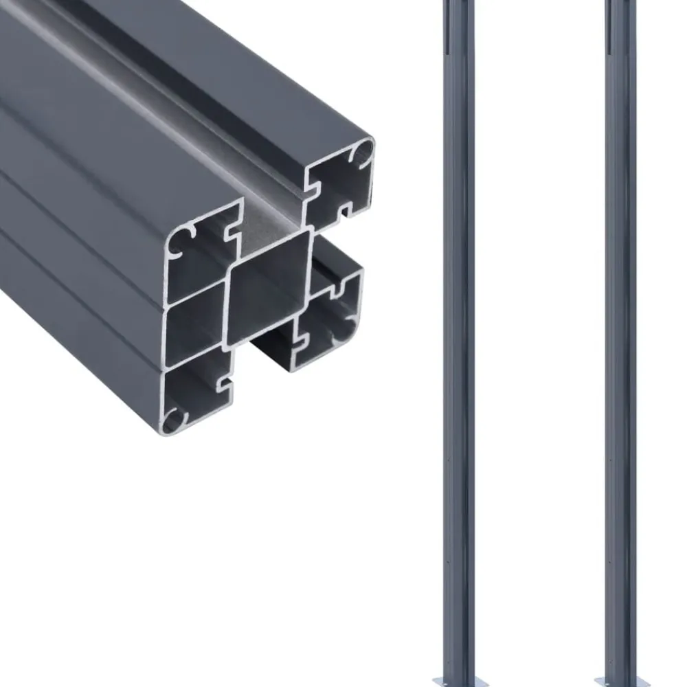 Tuinafscheidingen*vidaXL Schuttingpalen 2 st 185 cm aluminium Donkergrijs