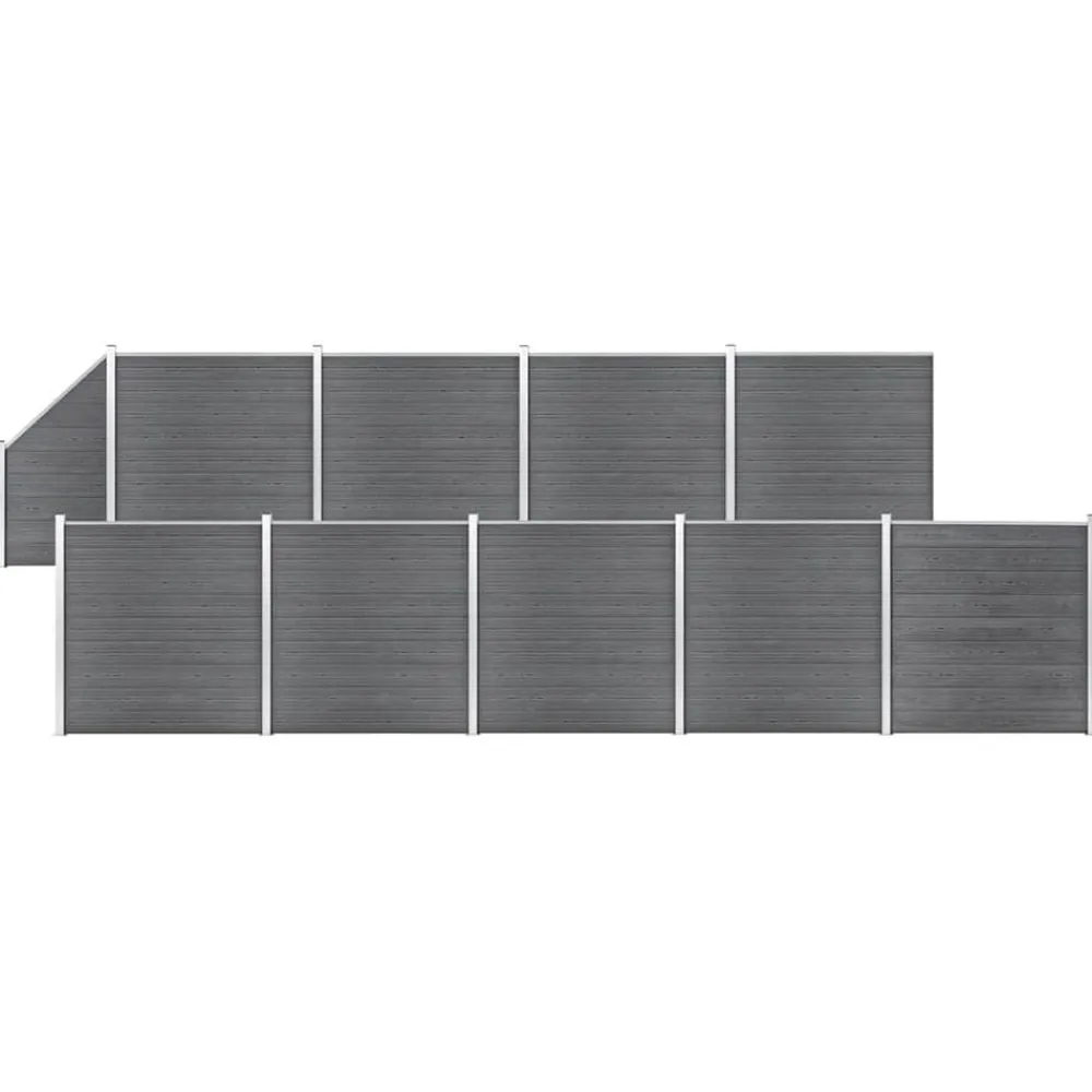 Tuinafscheidingen*vidaXL Schuttingset 9 vierkant en 1 schuin 1657x186 cm HKC Grijs