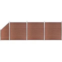 Tuinafscheidingen*vidaXL Schuttingset 3 vierkant en 1 schuin 619x186 cm HKC Bruin