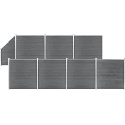 Tuinafscheidingen*vidaXL Schuttingset 7 vierkant en 1 schuin 1311x186 cm HKC Grijs