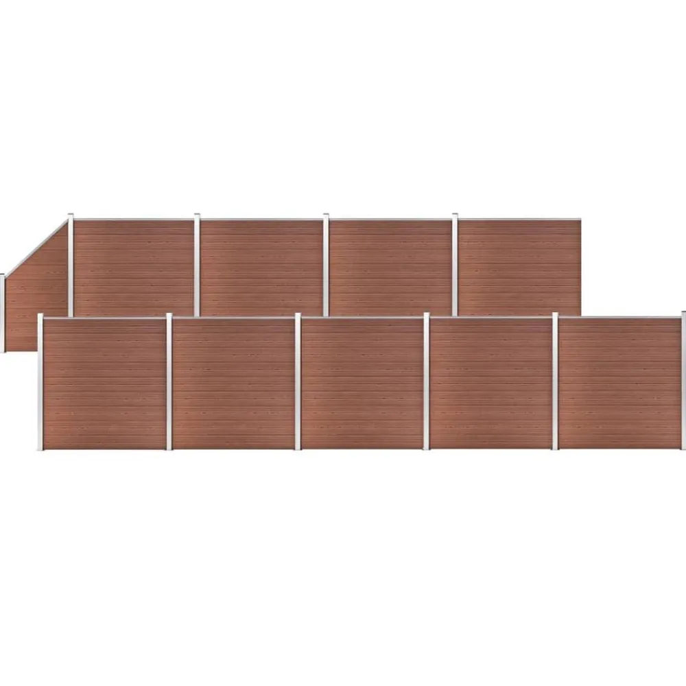Tuinafscheidingen*vidaXL Schuttingset 9 vierkant en 1 schuin 1657x186 cm HKC Bruin
