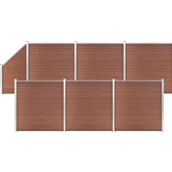 Tuinafscheidingen*vidaXL Schuttingset 6 vierkant en 1 schuin 1138x186 cm HKC Bruin