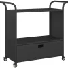 Serveerwagen met lade 100x45x97 cm poly rattan zwart>vidaXL Best