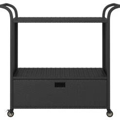 Serveerwagen met lade 100x45x97 cm poly rattan zwart><noscript><img width=