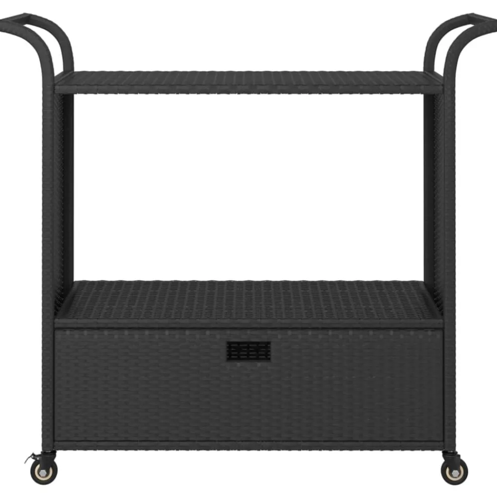 Serveerwagen met lade 100x45x97 cm poly rattan zwart>vidaXL Best
