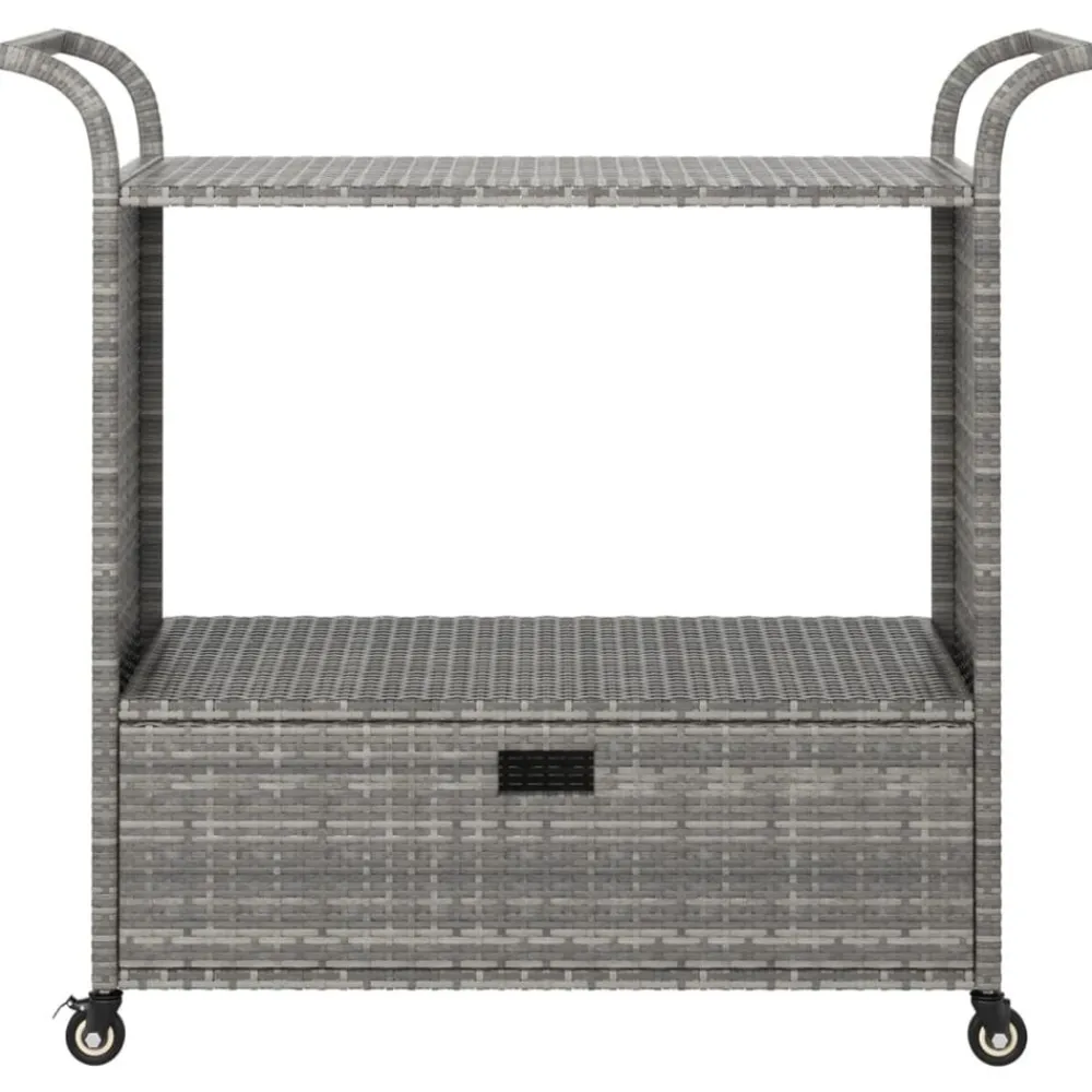 Serveerwagen met lade 100x45x97 cm poly rattan>vidaXL Discount