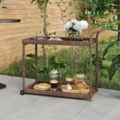 Trolleys*vidaXL Serveerwagen 100x45x83 cm poly rattan Bruin