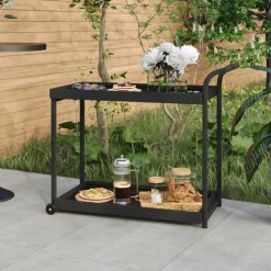 Trolleys*vidaXL Serveerwagen 100x45x83 cm poly rattan Zwart
