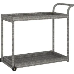 Trolleys*vidaXL Serveerwagen 100x45x83 cm poly rattan Grijs