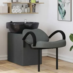 Haar- En Schoonheidsverzorging*vidaXL Shampoo Stoel 136 x 60 x 92 cm Stof Donkergrijs en zwart