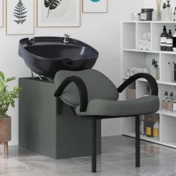 Haar- En Schoonheidsverzorging*vidaXL Shampoo Stoel 136 x 60 x 92 cm Stof Donkergrijs en zwart
