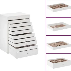 Uiterlijk & Gezondheid*vidaXL Sieradendoos 10-laags met horlogehouders 29x20,5x40,5 cm Wit