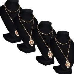 Sieradenhouder voor ketting 9x8,5x15 cm zwart 4 st>vidaXL