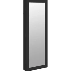 Woon- & Tuinaccessoires*vidaXL Sieradenkast met spiegel en LED wandgemonteerd Zwart