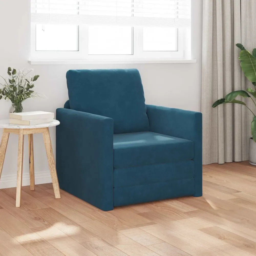 Banken*vidaXL Slaapbank 74 x 77 x 81 cm Fluweel Blauw