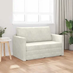 Slaapbank Crème 124 x 71 x 78 cm Fluweel><noscript><img width=