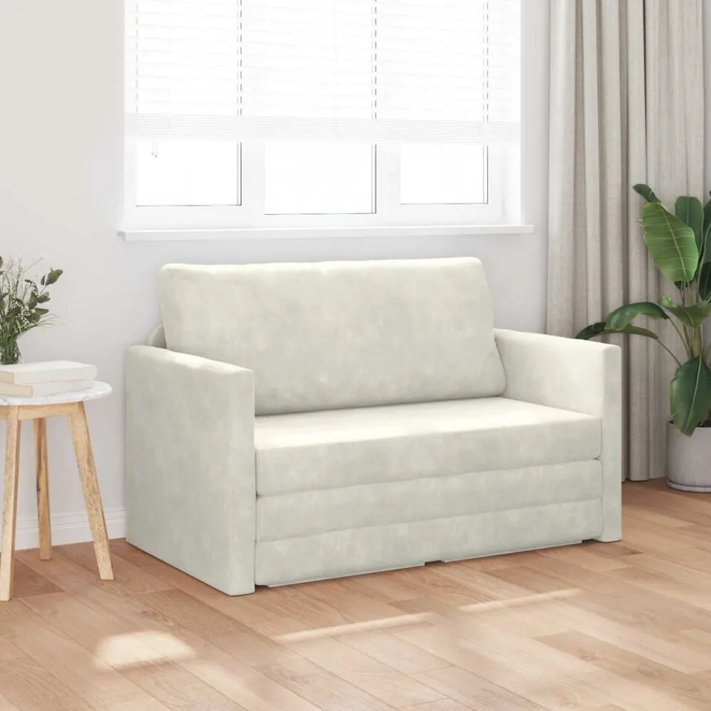 Slaapbank Crème 124 x 71 x 78 cm Fluweel>vidaXL Clearance