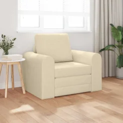 Banken*vidaXL Slaapbank Crème 98 x 71 x 83 cm Stof Cr&egrave;me