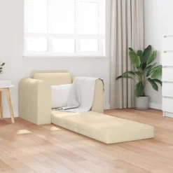 Banken*vidaXL Slaapbank Crème 98 x 71 x 83 cm Stof Cr&egrave;me