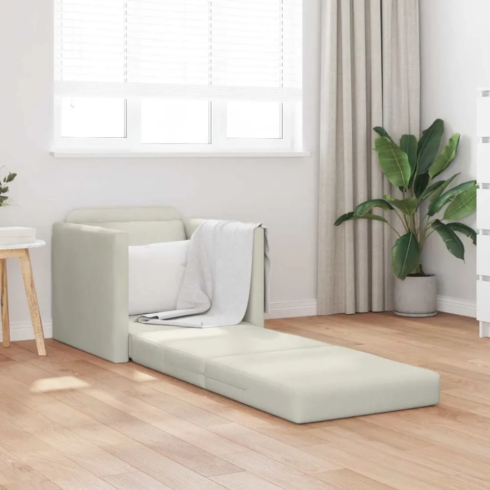 Slaapbank Crème 74 x 77 x 81 cm Fluweel>vidaXL Hot