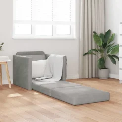 Banken*vidaXL Slaapbank 74 x 77 x 81 cm Fluweel Lichtgrijs