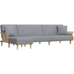 Slaapbank L-vormig 279x140x70 cm stof>vidaXL Outlet