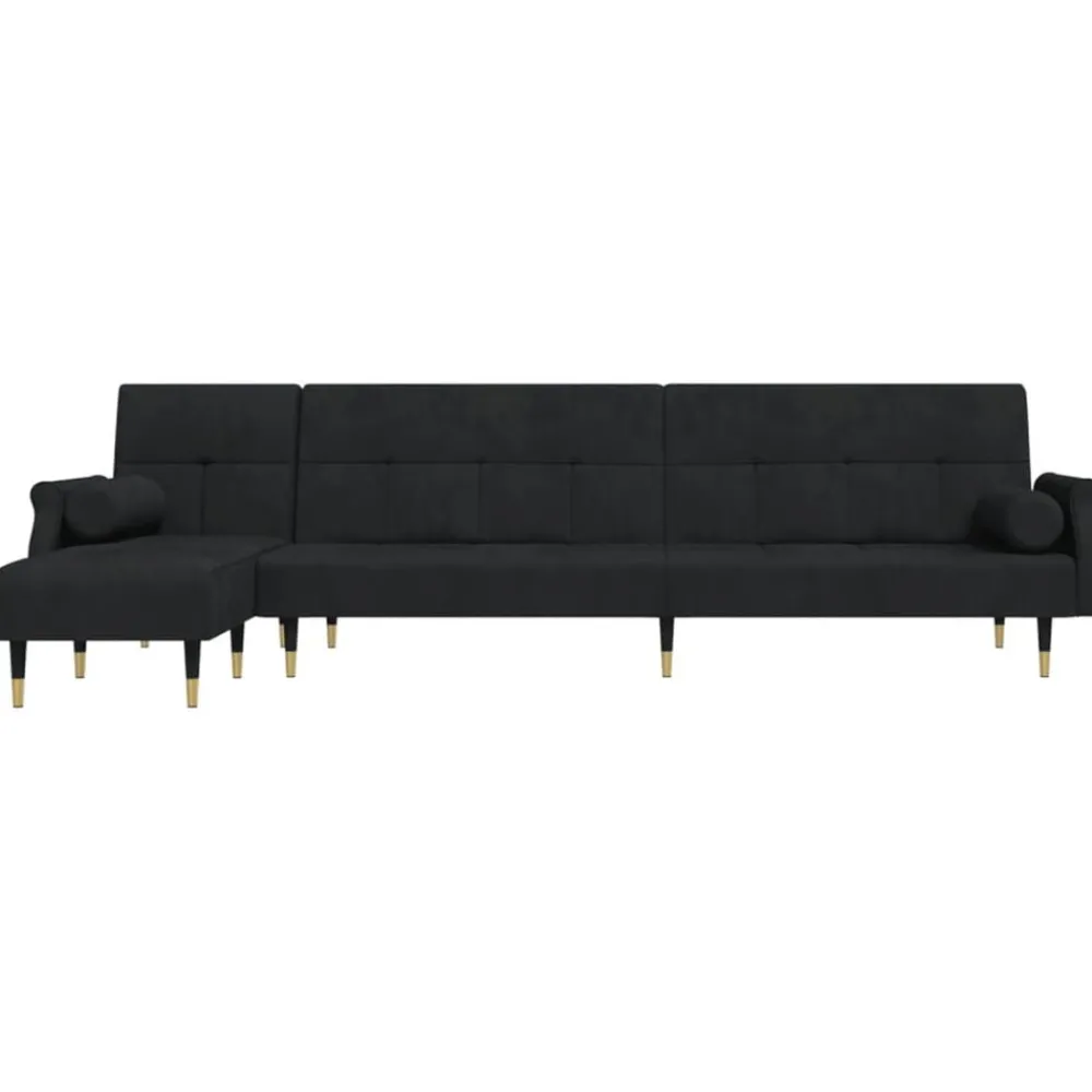 Banken*vidaXL Slaapbank L-vormig 271x140x70 cm fluweel Zwart