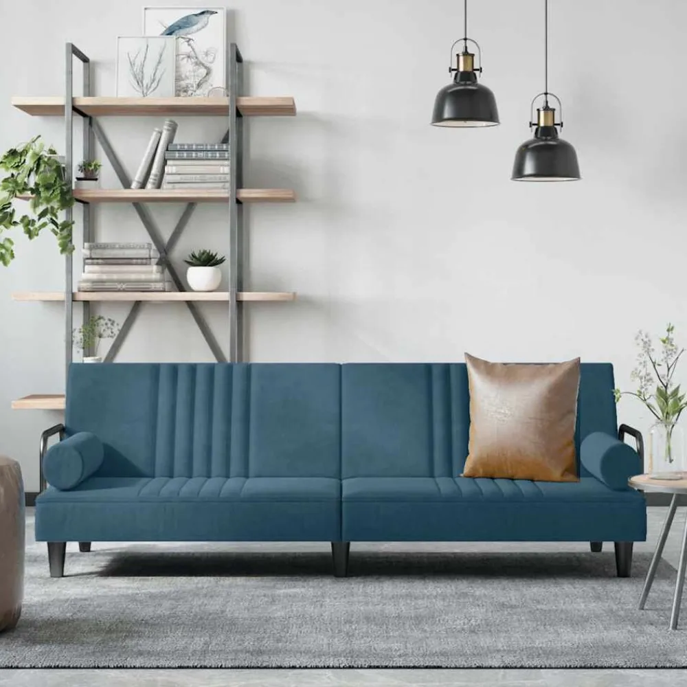Slaapbank met armleuningen fluweel blauw>vidaXL