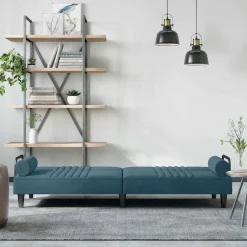 Slaapbank met armleuningen fluweel blauw><noscript><img width=