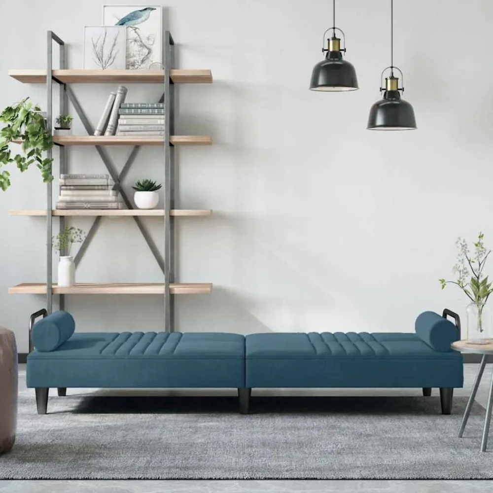 Slaapbank met armleuningen fluweel blauw>vidaXL
