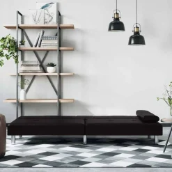 Banken*vidaXL Slaapbank met bekerhouders kunstleer Zwart