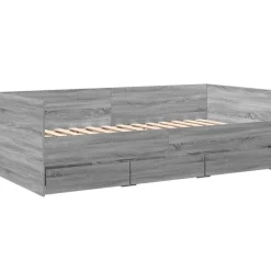 Bedden & Accessoires*vidaXL Slaapbank met lades zonder matras 100x200 cm eiken Grijs sonoma