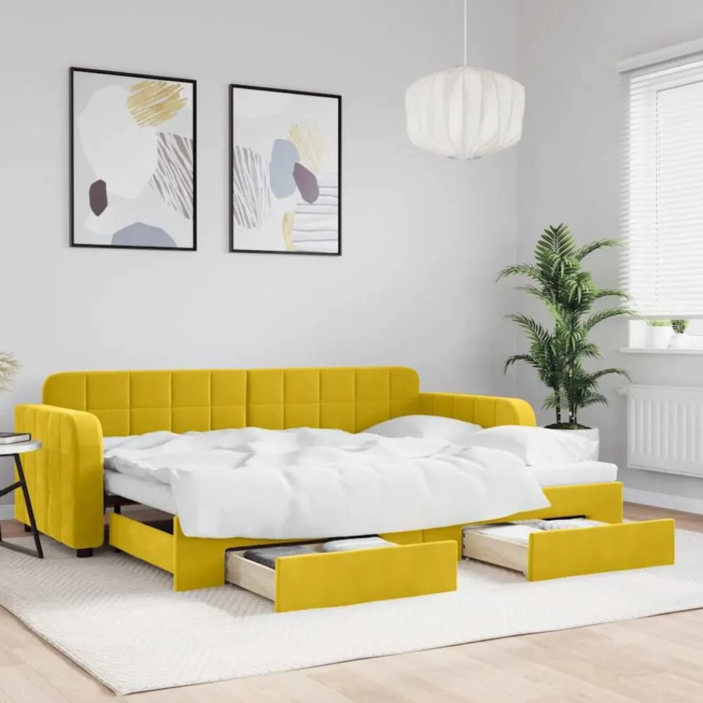 Slaapbank met onderschuifbed en lades 80x200 cm fluweel>vidaXL