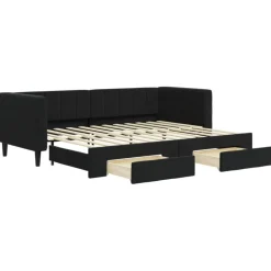 Bedden & Accessoires*vidaXL Slaapbank met onderschuifbed en lades 80x200 cm fluweel Zwart