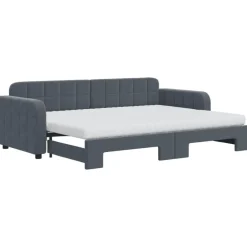Bedden & Accessoires*vidaXL Slaapbank onderschuifbed matrassen 80x200cm fluweel Donkergrijs