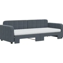 Bedden & Accessoires*vidaXL Slaapbank onderschuifbed matrassen 80x200cm fluweel Donkergrijs