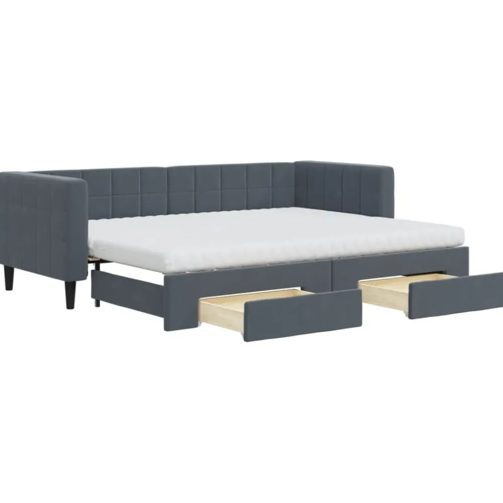 Slaapbank onderschuifbed en lades 80x200 cm fluweel>vidaXL New
